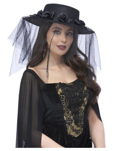 Gothic Black Widow Funeral Hat