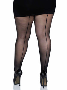 Sheer Backseem Pantyhouse - Plus Size - Various Colours