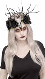 Raven or Zombie Skull Flower/Feather Headband