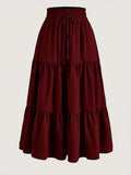 Ruffle Layered Hem Drawstring Skirt