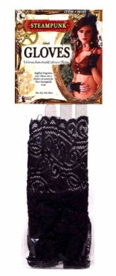 Steampunk Fingerless Lace Black Gloves