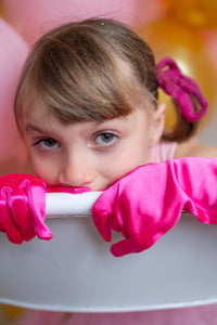 Princess Gloves with Bow - Hot Pink