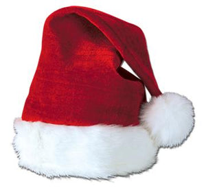 Velvet Santa Hat with Plush Trim